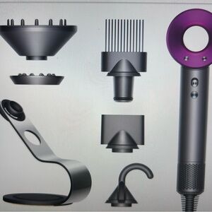 Hair Dryer with Attachments in Gray and Purple